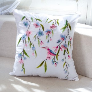 Cushion cover- Bird and flower embroidery